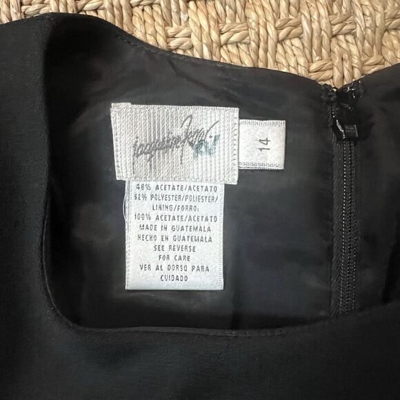 VTG Jacqueline Ferrar NWT Deadstock Black Dress Sz 14 LS Career Closet Staple - Picture 3 of 7